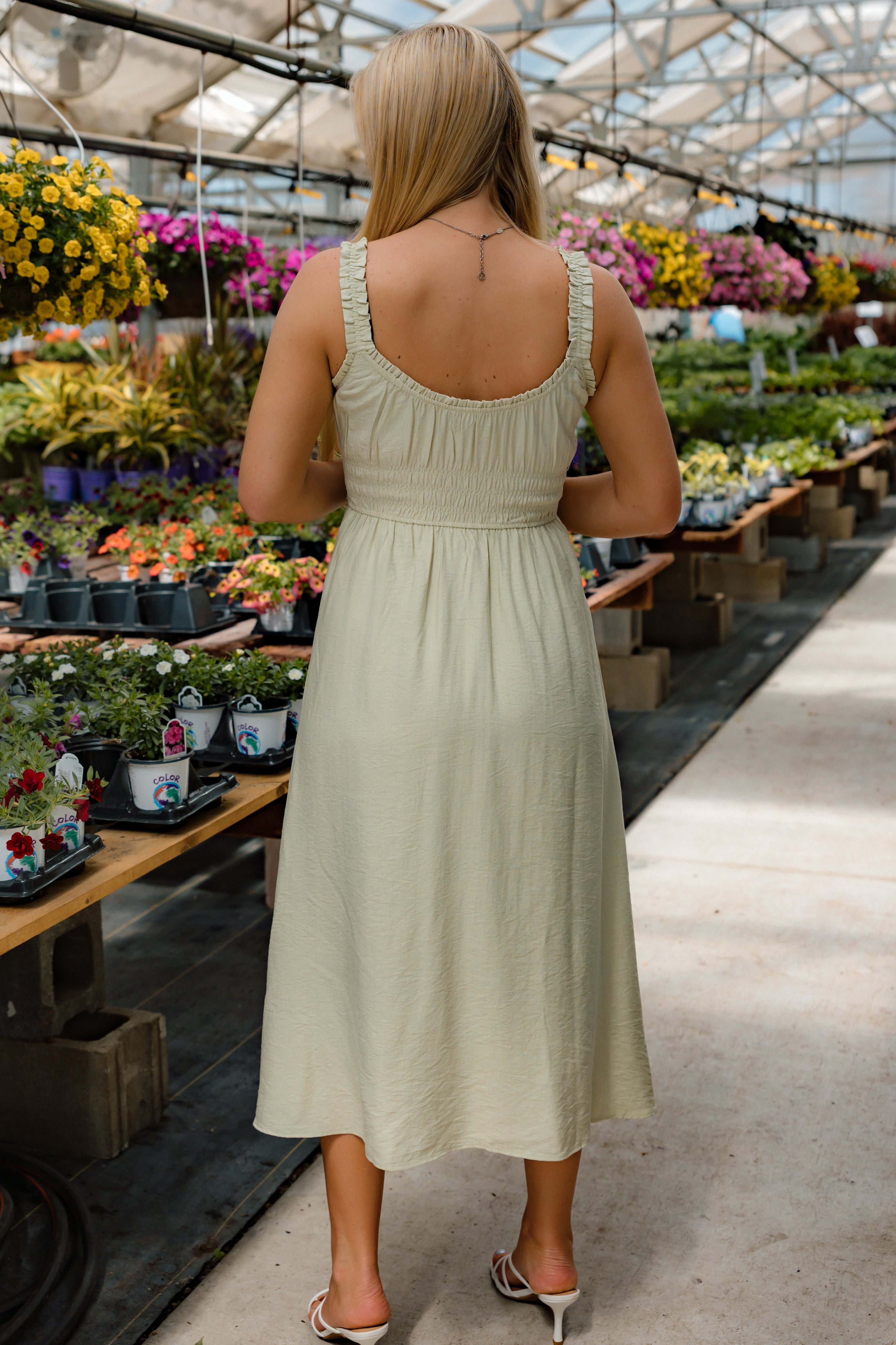 Sarah Front Tie Midi Dress | Sage