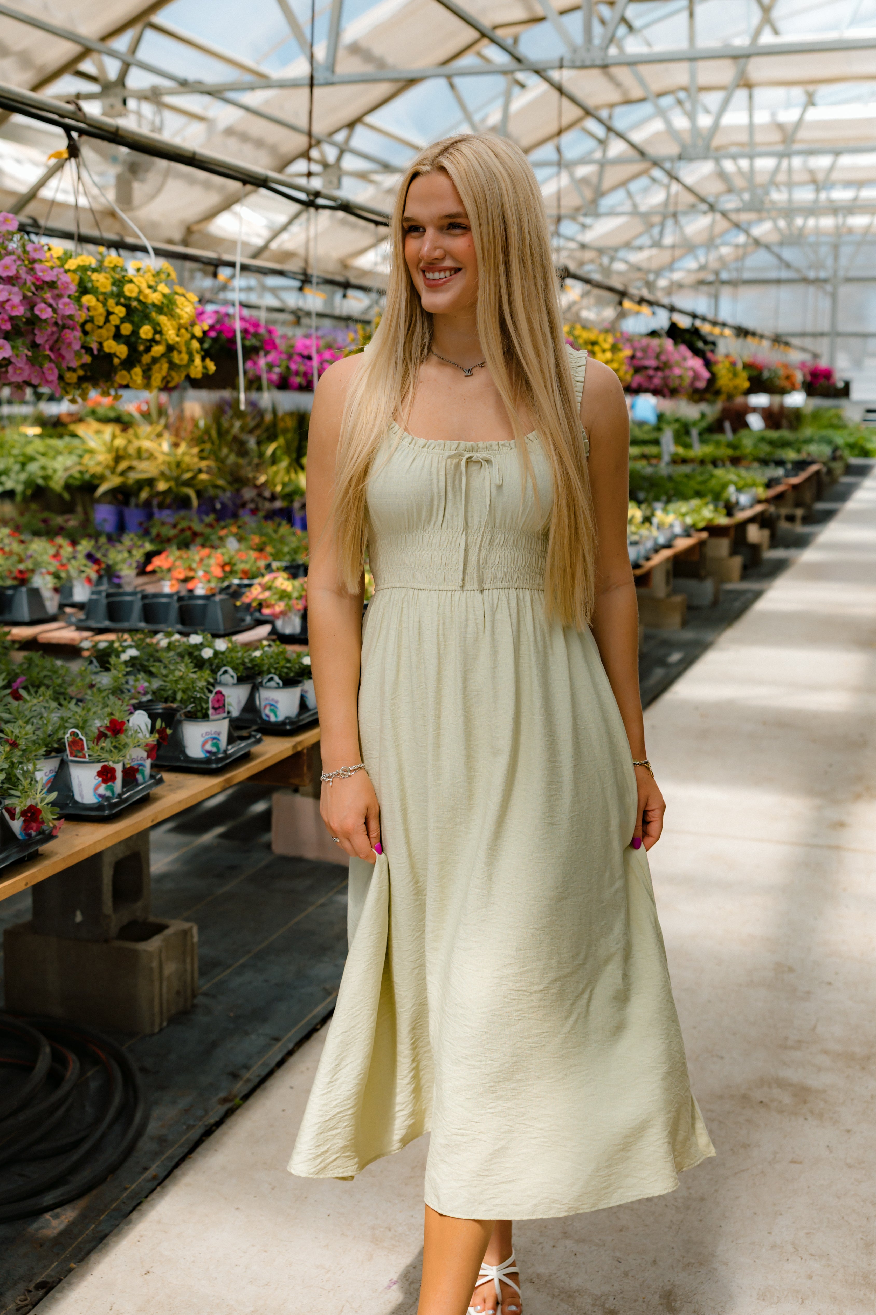 Sarah Front Tie Midi Dress | Sage
