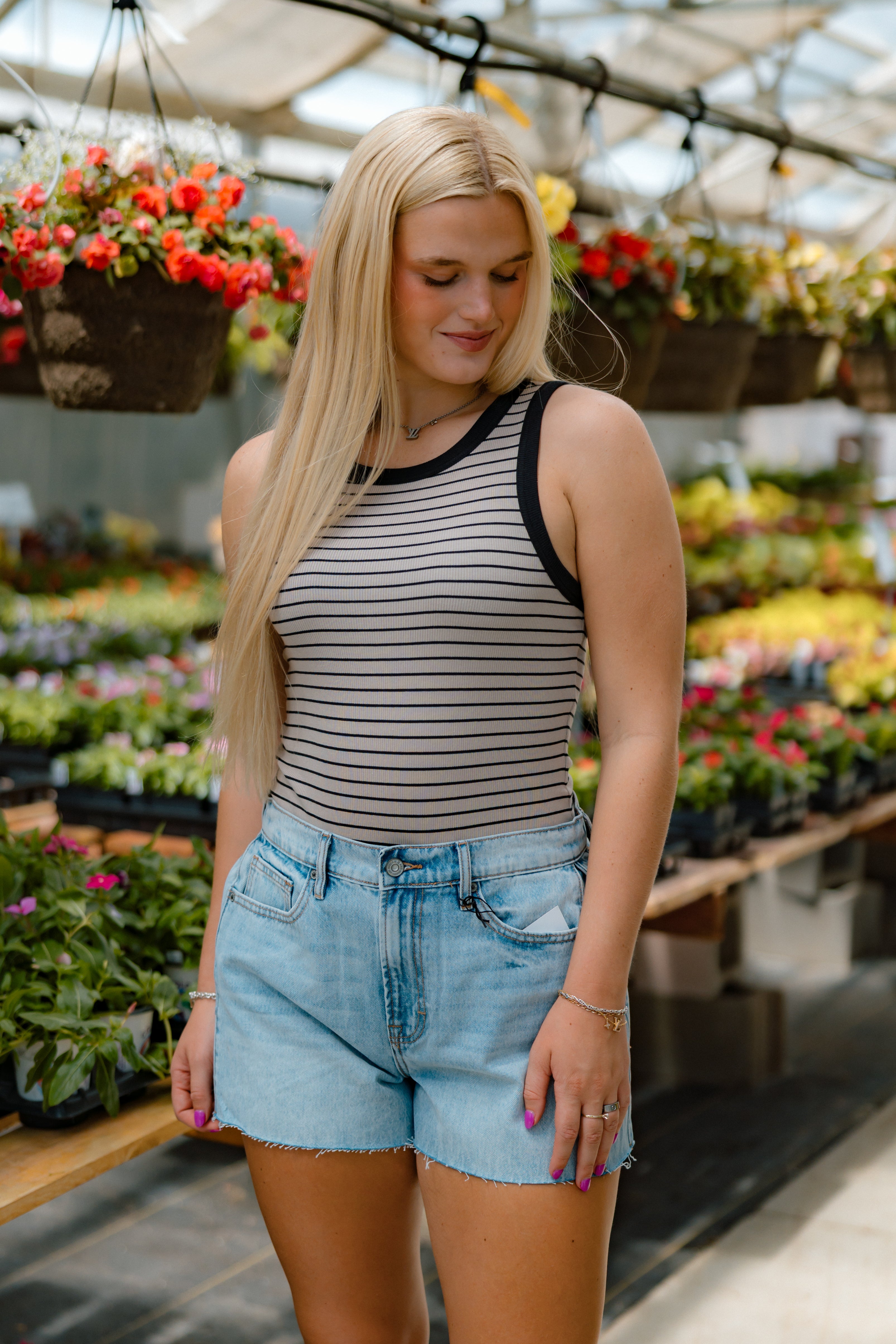 Evie Striped Tank | Taupe/Black