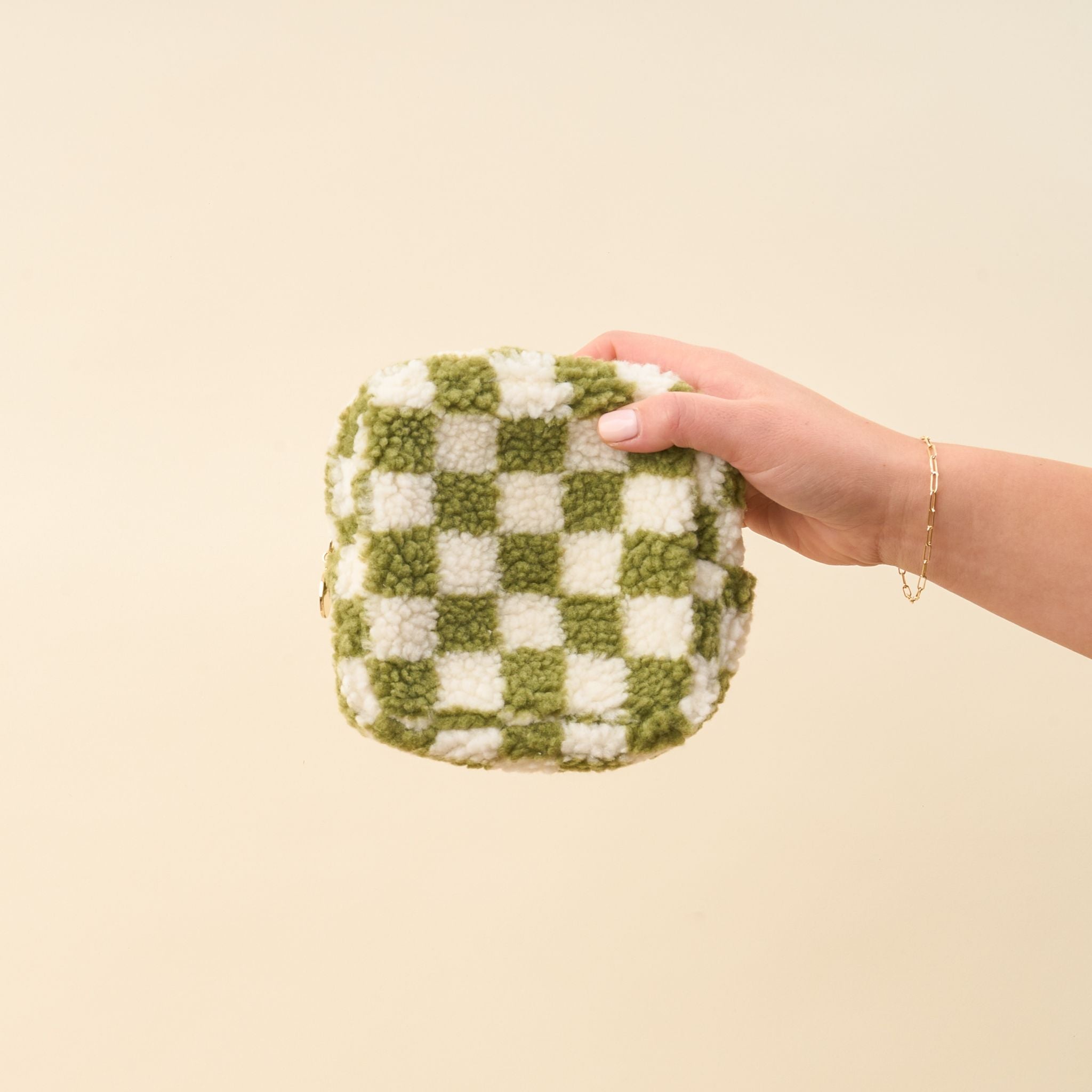 Teddy Pouch Square | Check Green