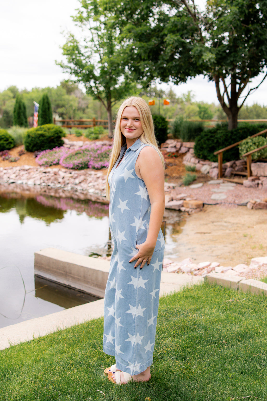Remy Vintage Star Print Overall Jumpsuit | Denim