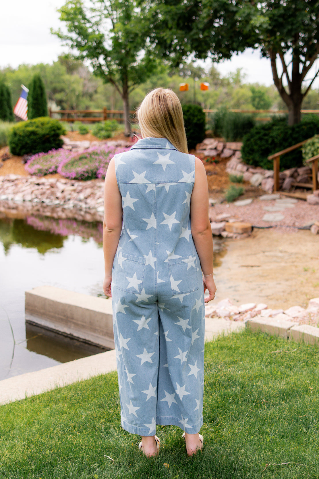 Remy Vintage Star Print Overall Jumpsuit | Denim