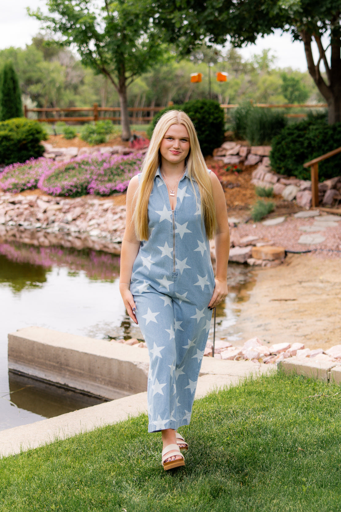 Remy Vintage Star Print Overall Jumpsuit | Denim