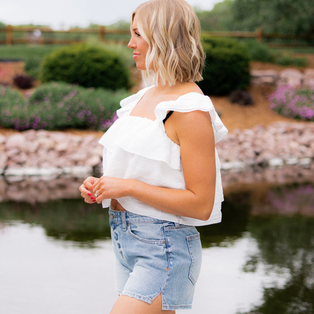 
                      
                        Lucy Ruffled Square Neck Tank | Cream
                      
                    