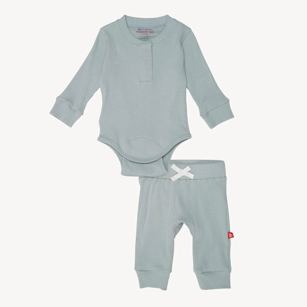 Magnetic Me LS Bodysuit & Pant | Mist Ribbed