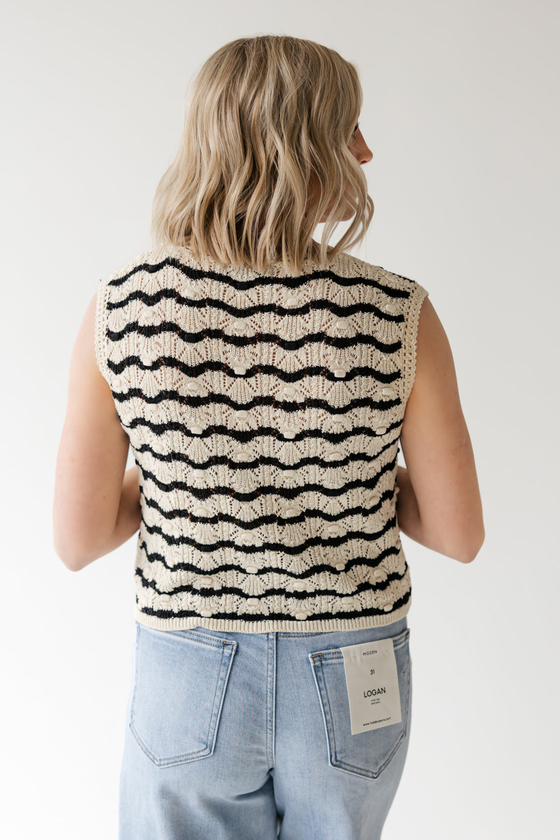 Megan Striped Sweater Vest | Natural Black