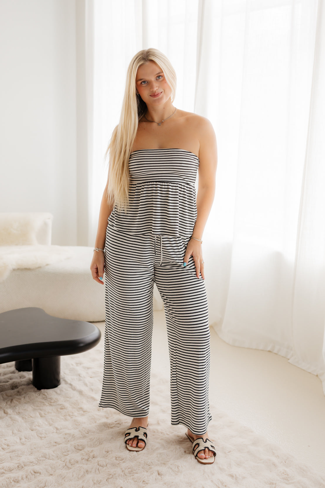 Madison Striped Tube Top | Black