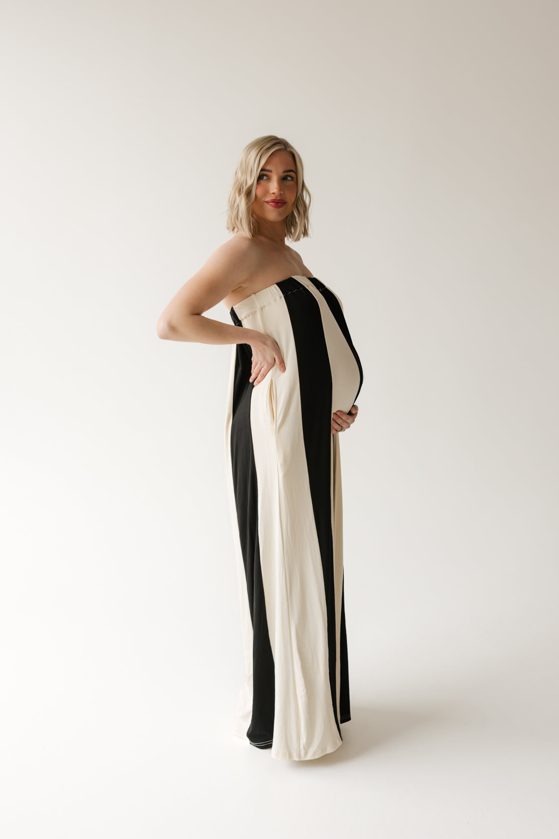 Havana Striped Wide Leg Jumpsuit | Black Cream