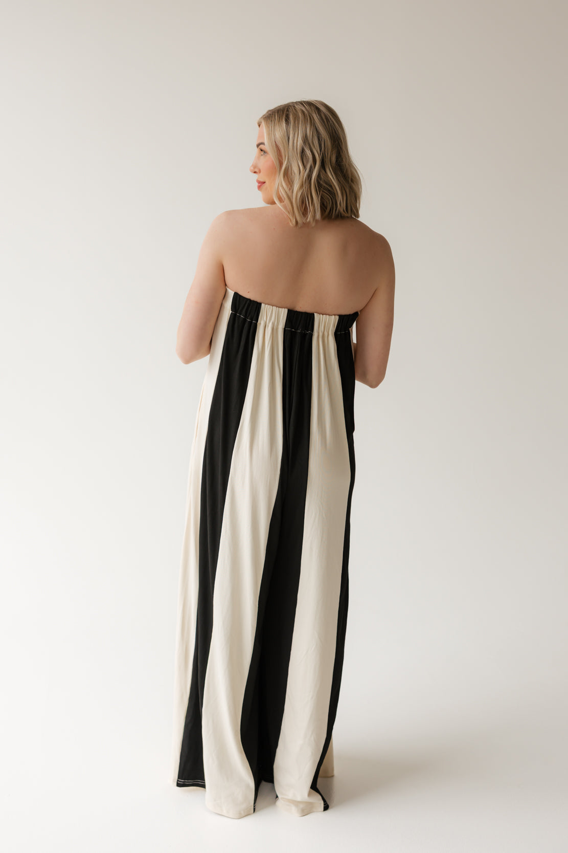 Havana Striped Wide Leg Jumpsuit | Black Cream
