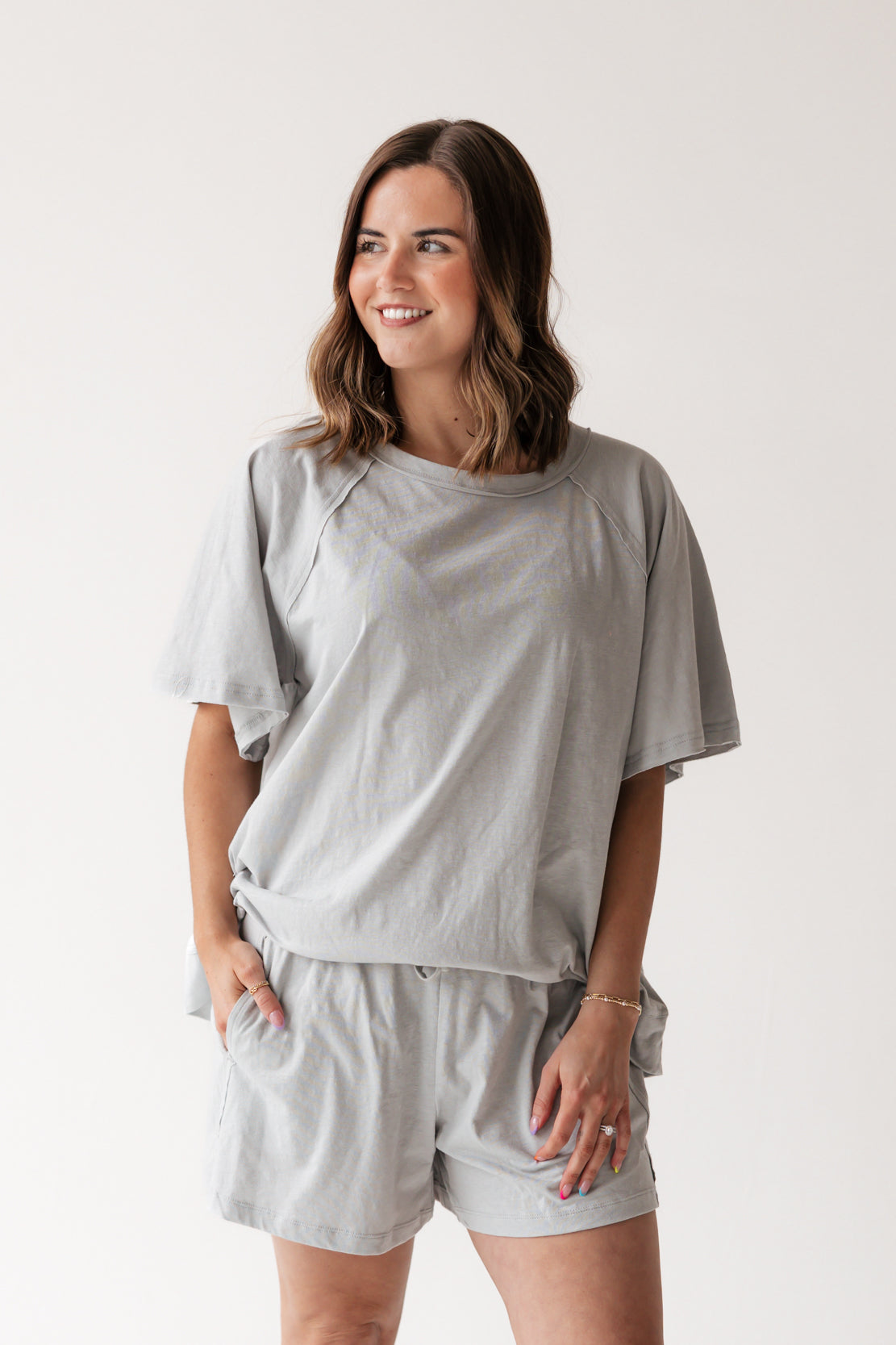 Blair Oversized Tee | Light Grey