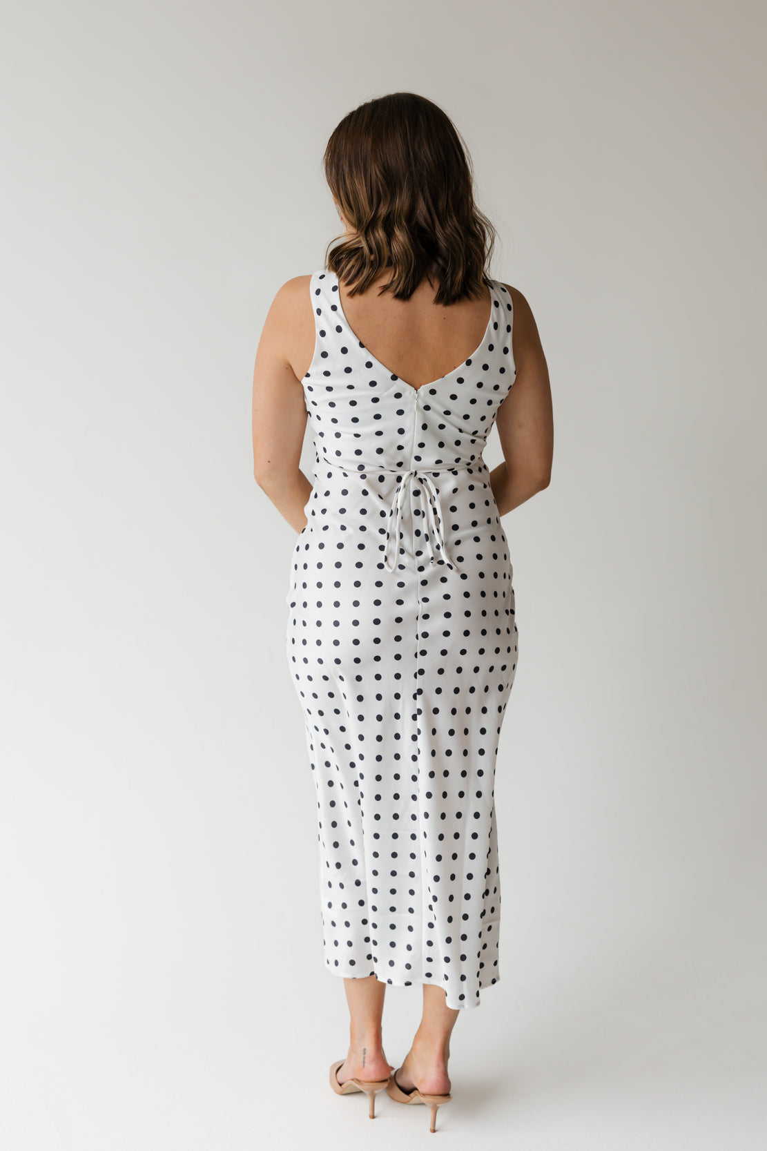 Loghin Polka Dot Midi Dress | White