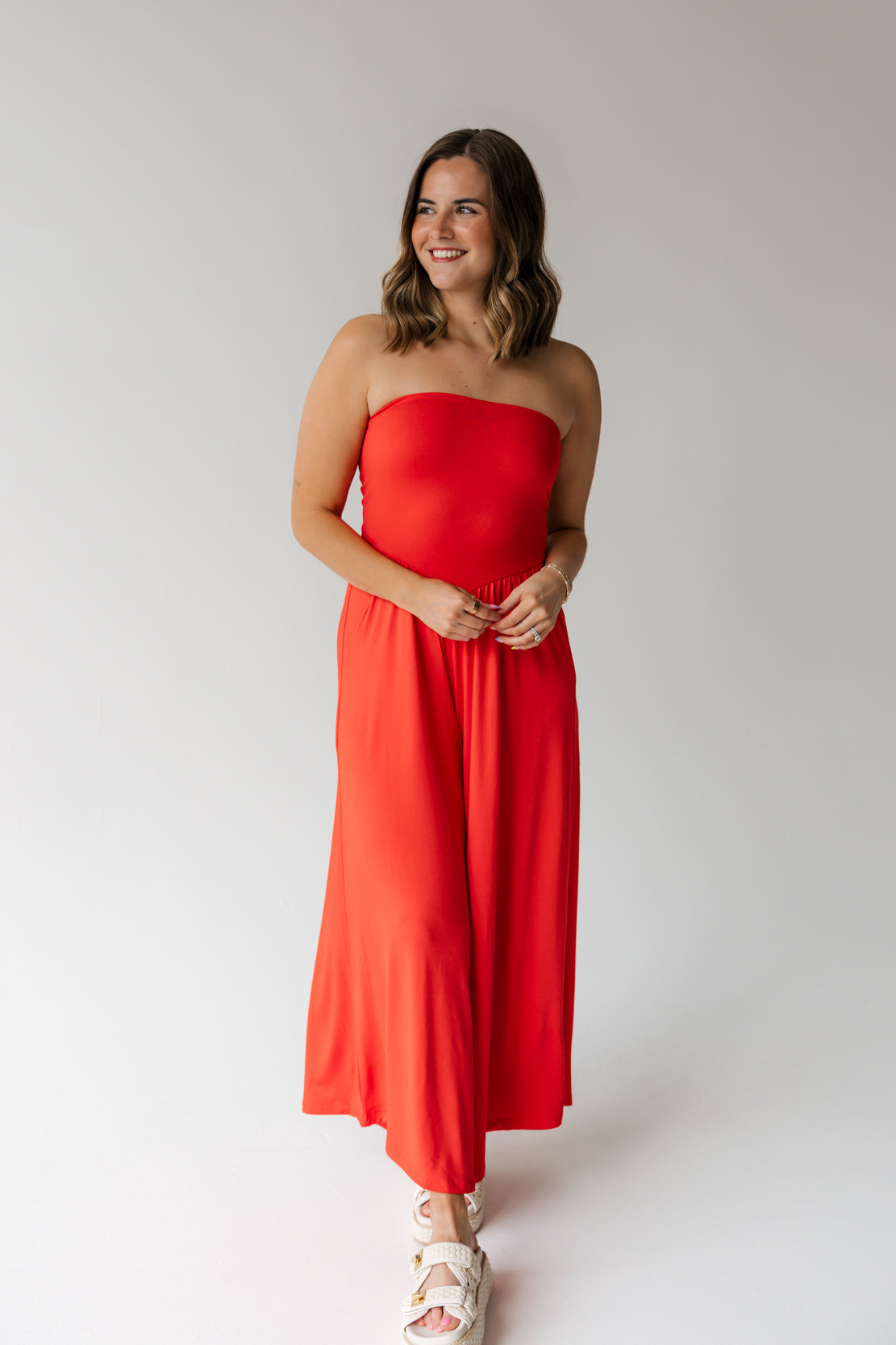 Aenea Strapless Jumpsuit | Cherry