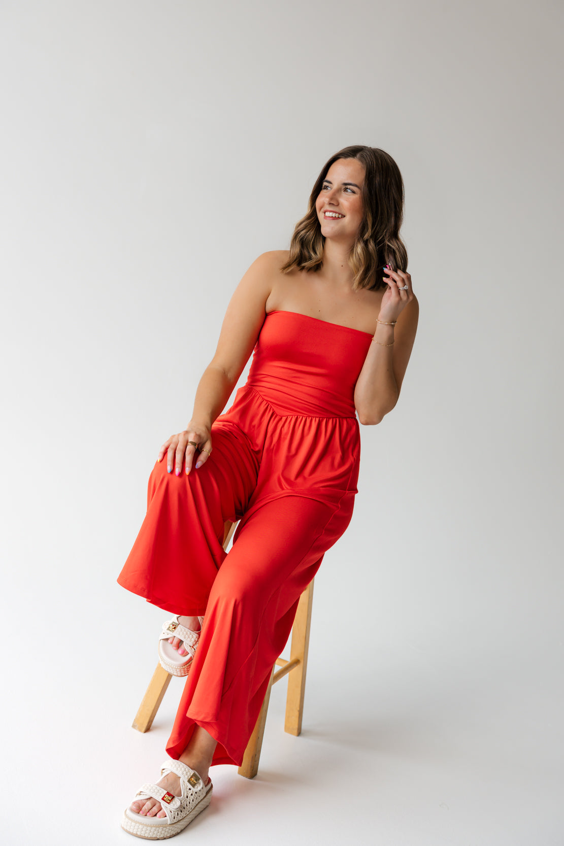 Aenea Strapless Jumpsuit | Cherry
