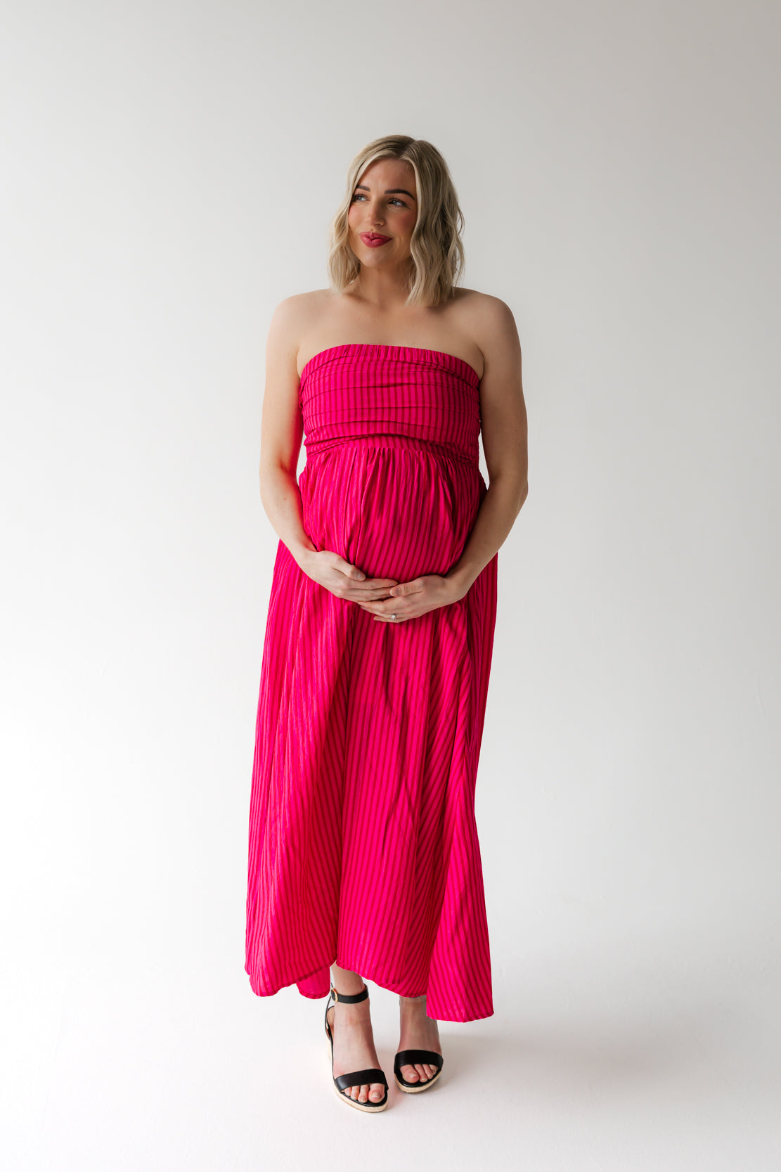 Parker Striped Strapless Maxi Dress | Pink