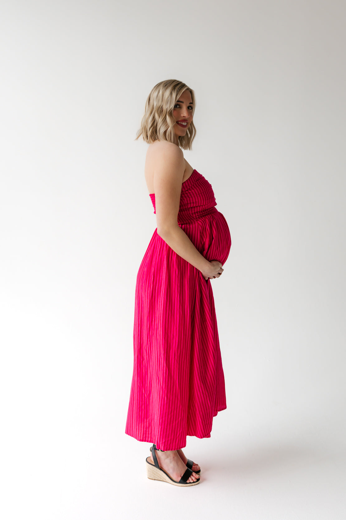Parker Striped Strapless Maxi Dress | Pink