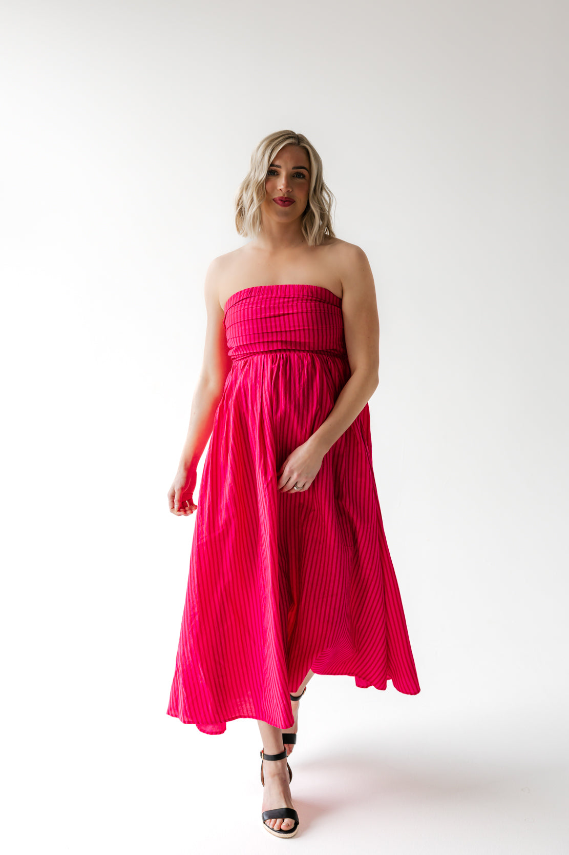 Parker Striped Strapless Maxi Dress | Pink