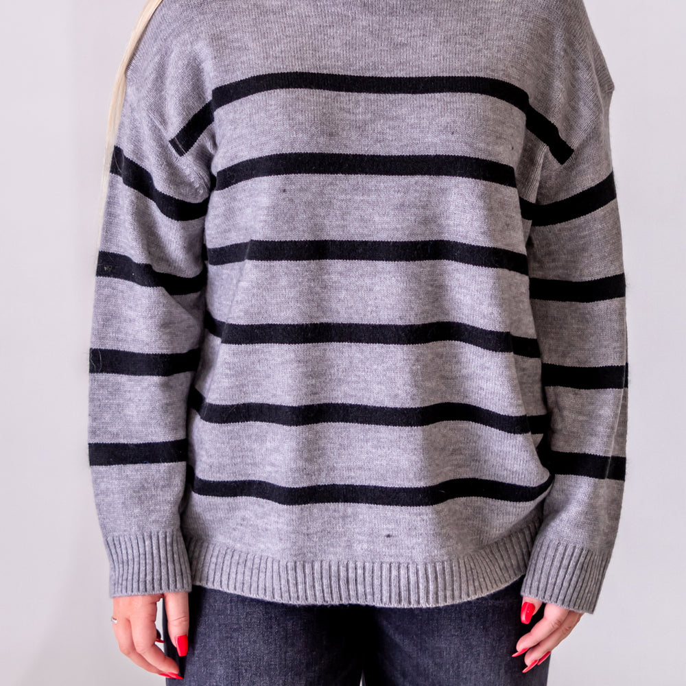 
                      
                        Valerie Striped Turtleneck Sweater | Charcoal
                      
                    