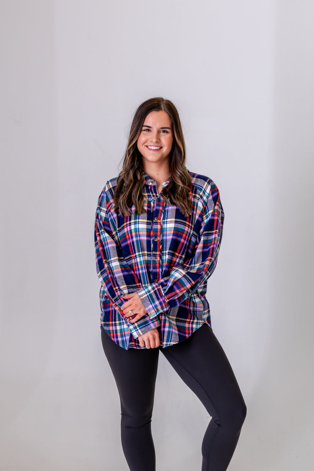 We The Free Girl Meets Boy Plaid Shirt | Navy Combo