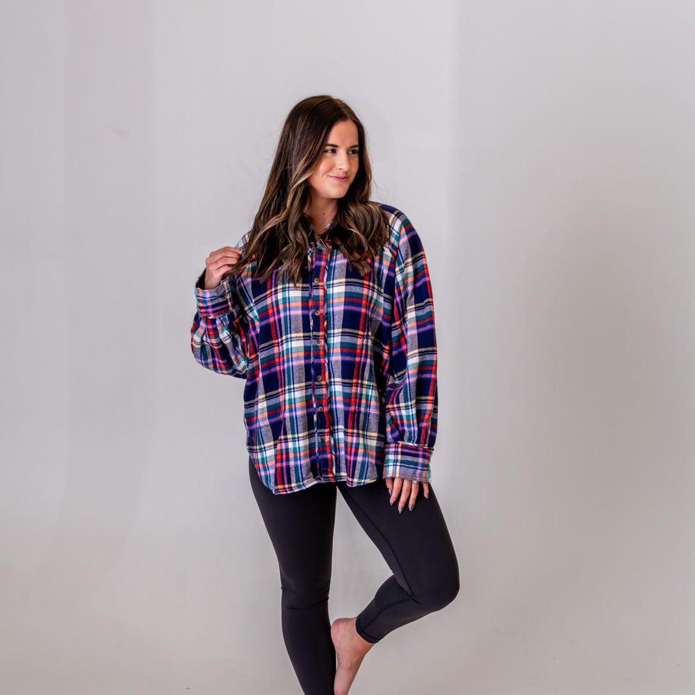 
                      
                        We The Free Girl Meets Boy Plaid Shirt | Navy Combo
                      
                    