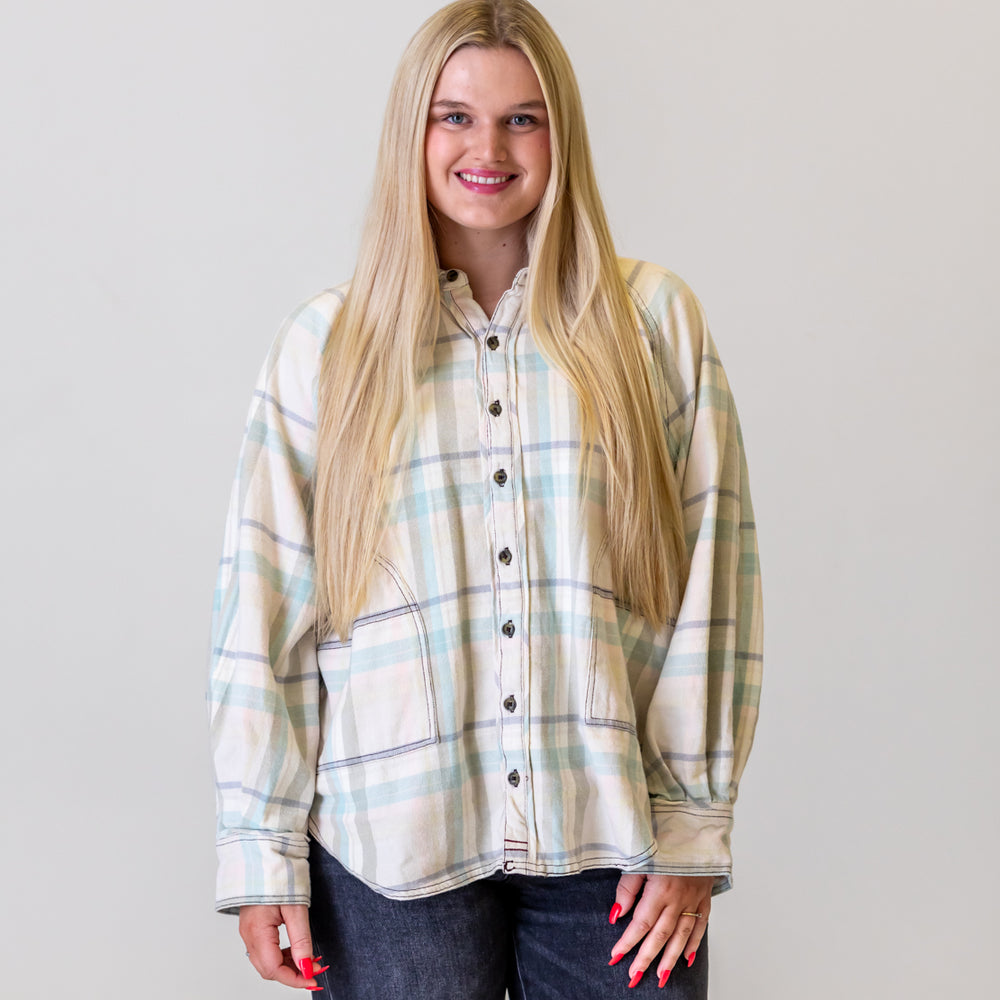 We The Free Girl Meets Boy Plaid Shirt | Tea Combo