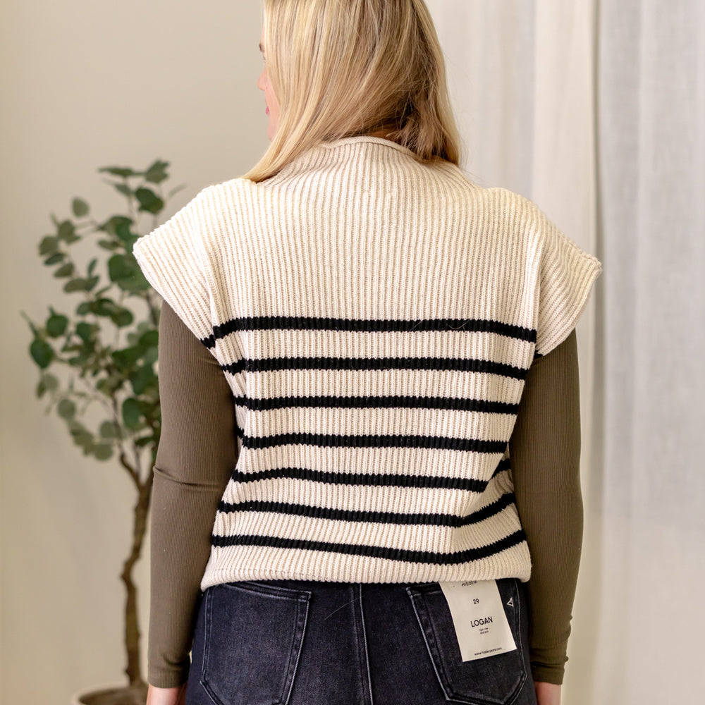 
                      
                        Layla Striped Sweater Vest | Cream/Black
                      
                    