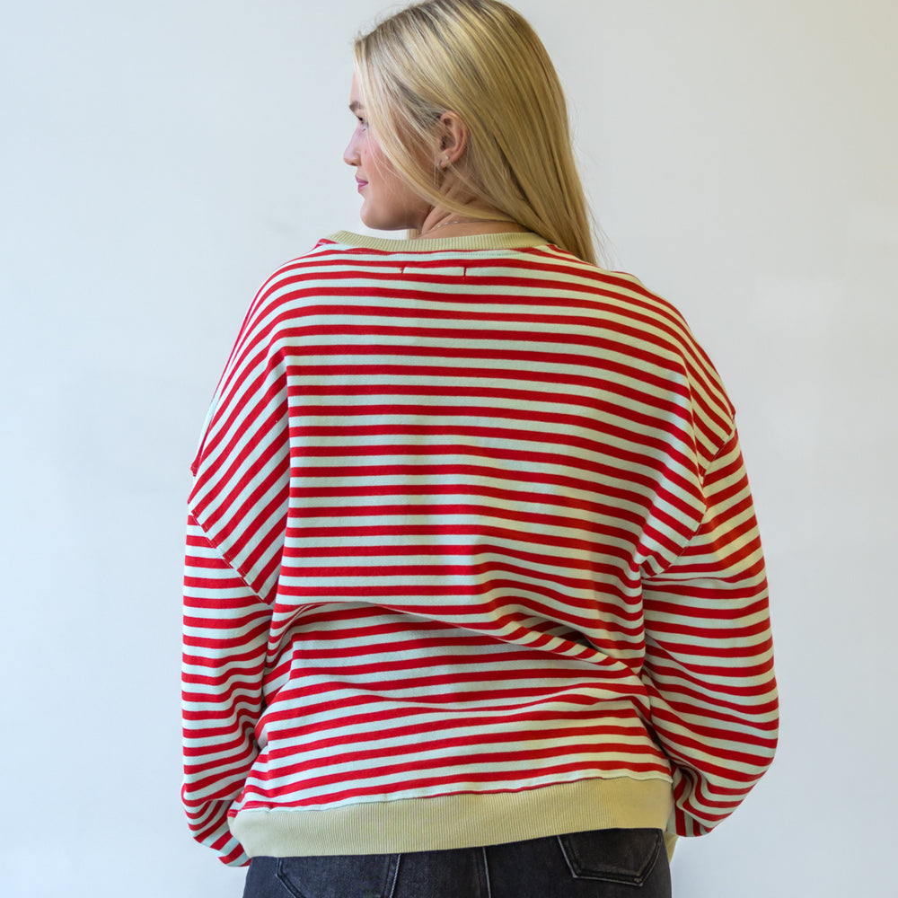 
                      
                        Classic Striped Oversized Crewneck | Cherry Combo
                      
                    