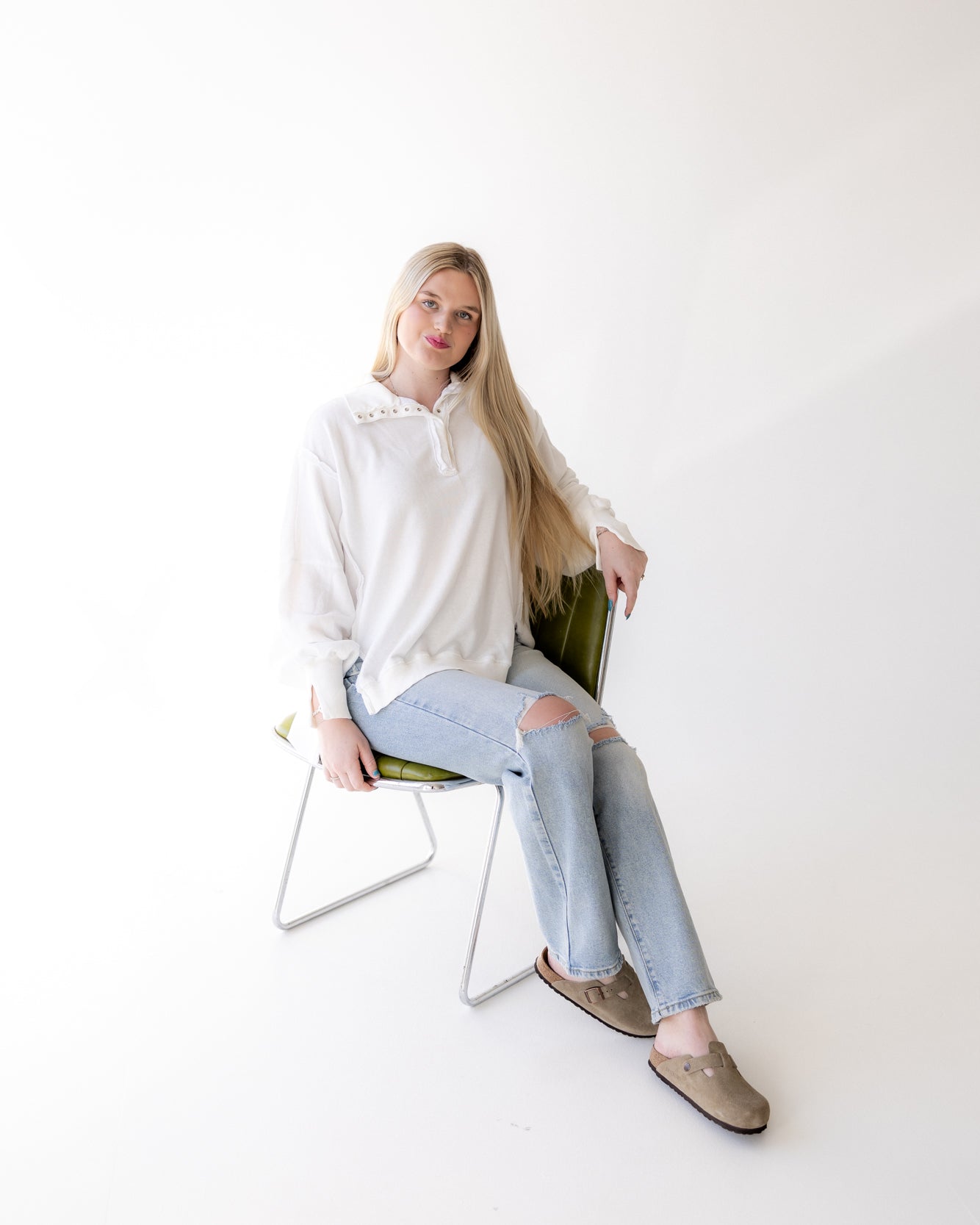 We The Free Camden Henley Sweatshirt | Optic White