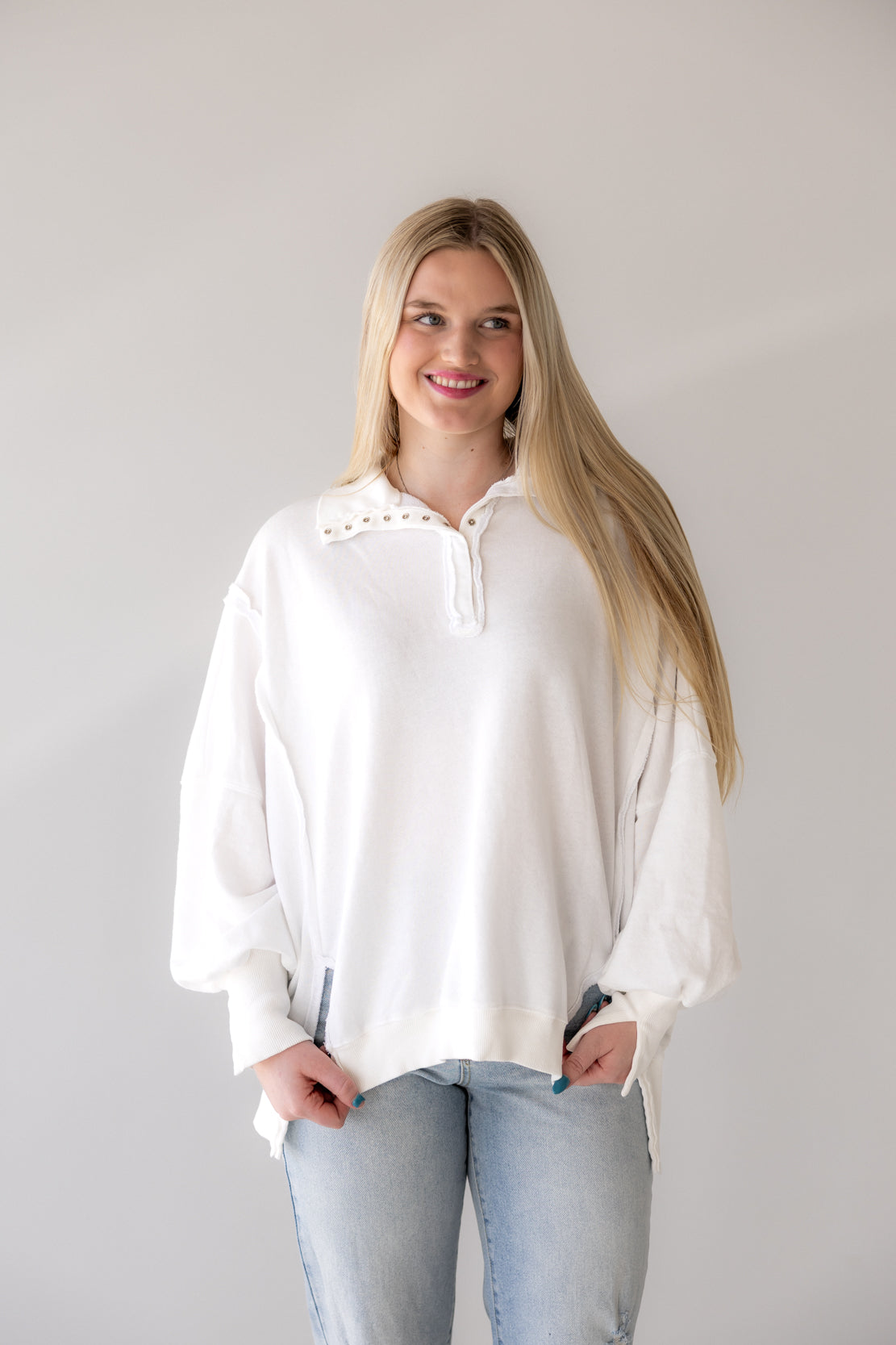 We The Free Camden Henley Sweatshirt | Optic White