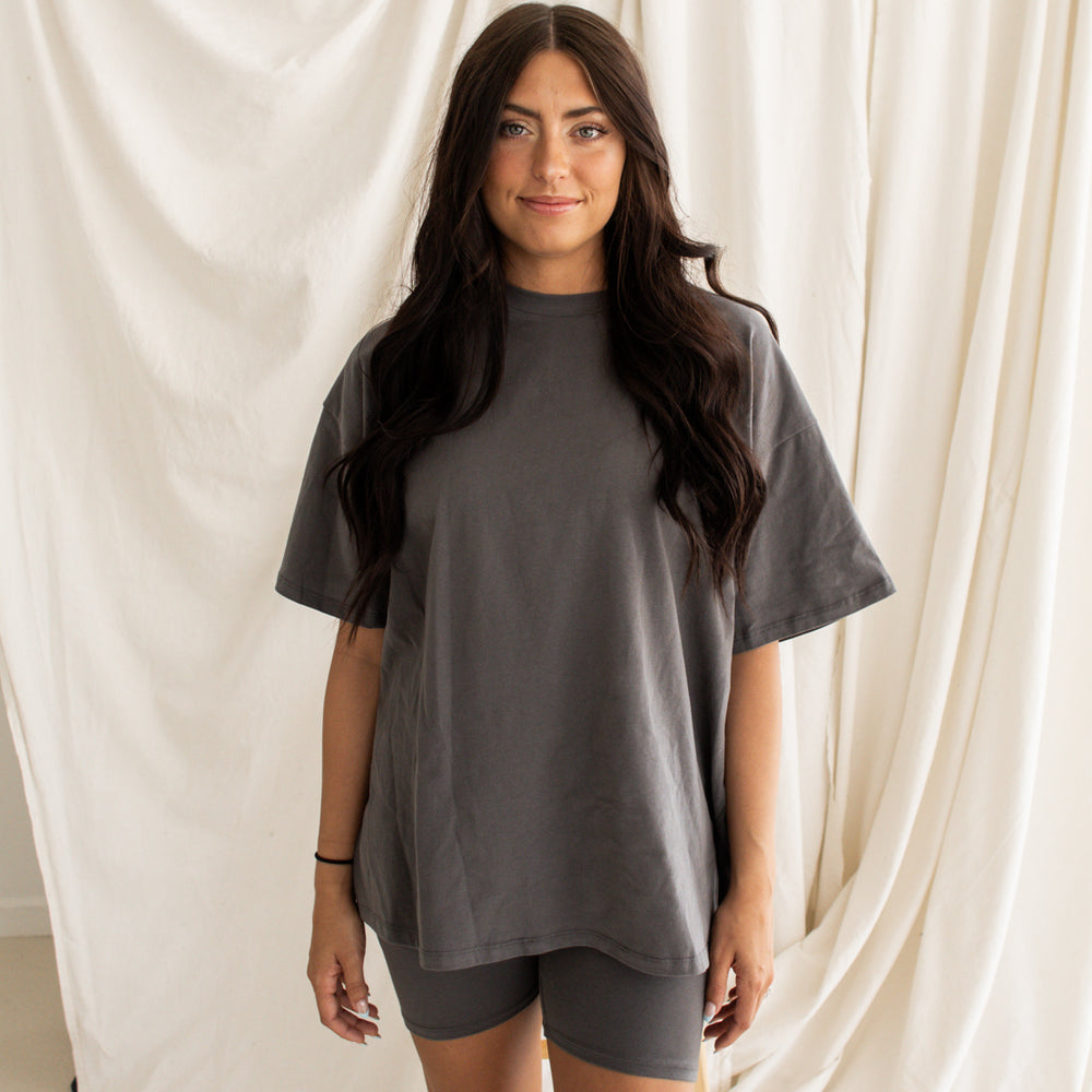 
                      
                        Gracie Oversized Top & Short Set | Charcoal
                      
                    