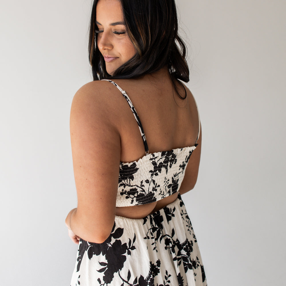 
                      
                        Thea Floral Print Mini Dress | Ivory/Black
                      
                    