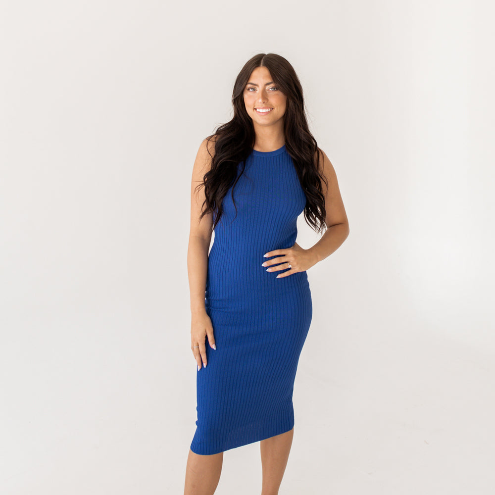 Amber Ribbed Bodycon Dress | Cobalt