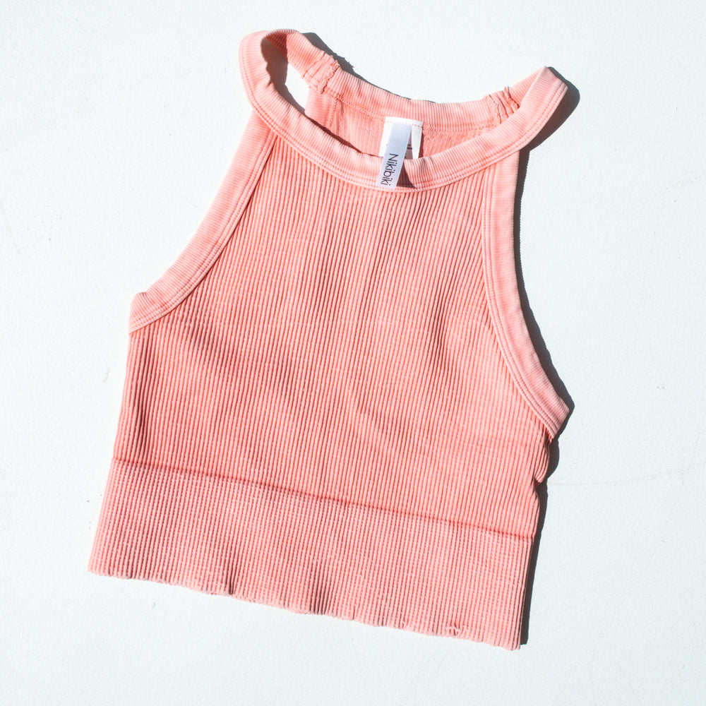 Evie High Neck Crop Tank | Vintage Melon