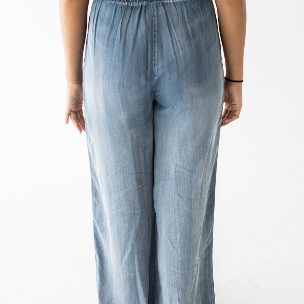 
                      
                        Tiffany High Waisted Pleated Wide Leg Pant | Chambray
                      
                    