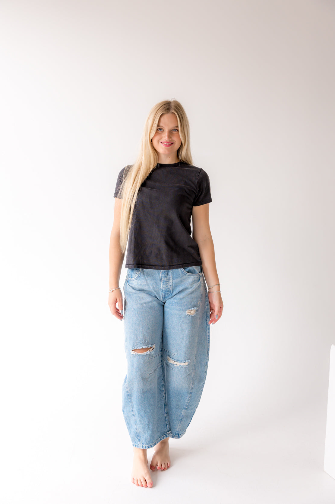 We The Free Good Luck Mid Rise Barrel Jeans | Barnyard Blue