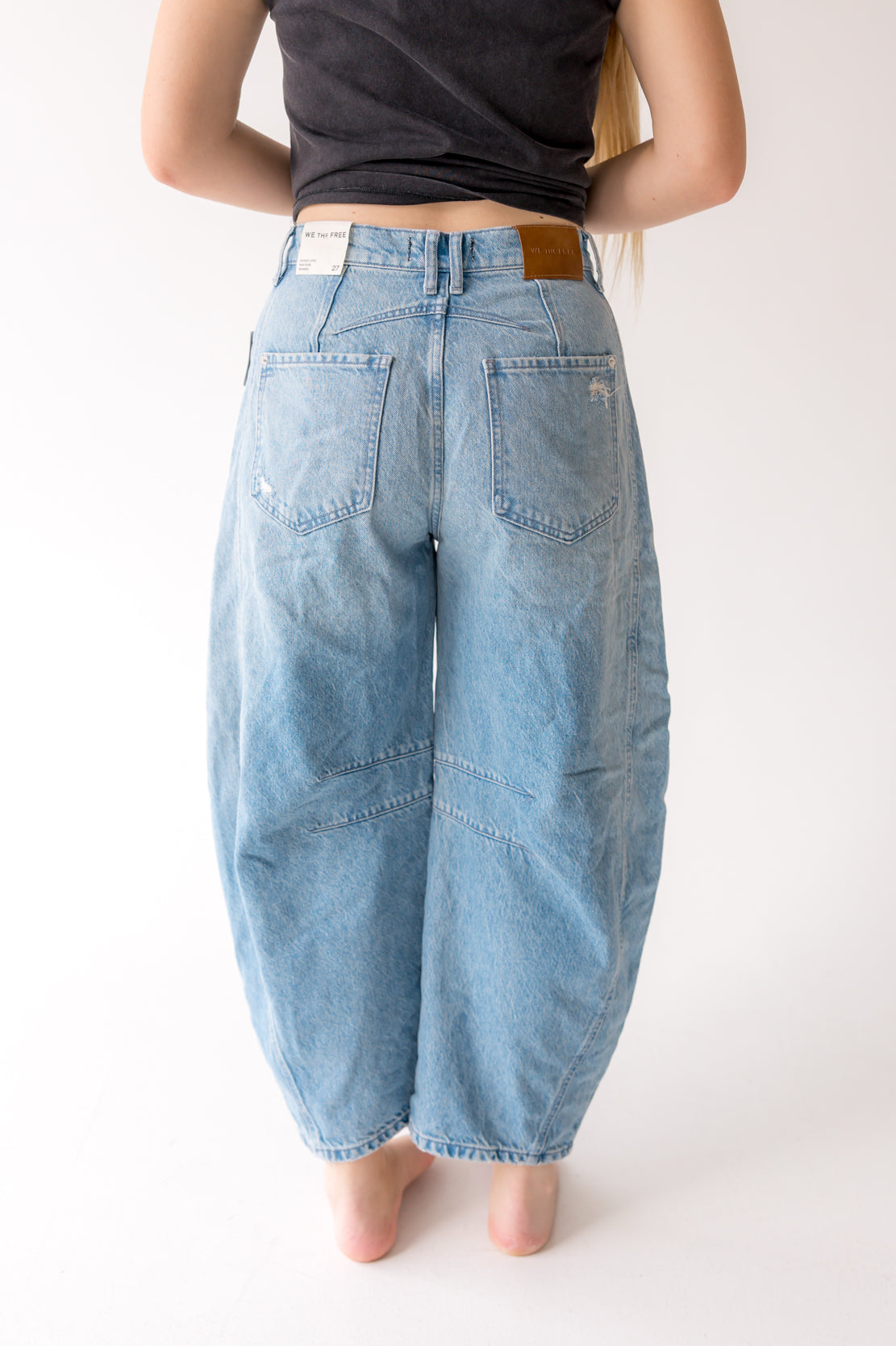 We The Free Good Luck Mid Rise Barrel Jeans | Barnyard Blue
