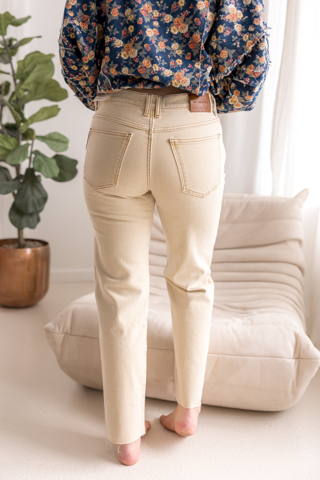We The Free Risk Taker Mid Rise Straight Leg Jean | Ecru