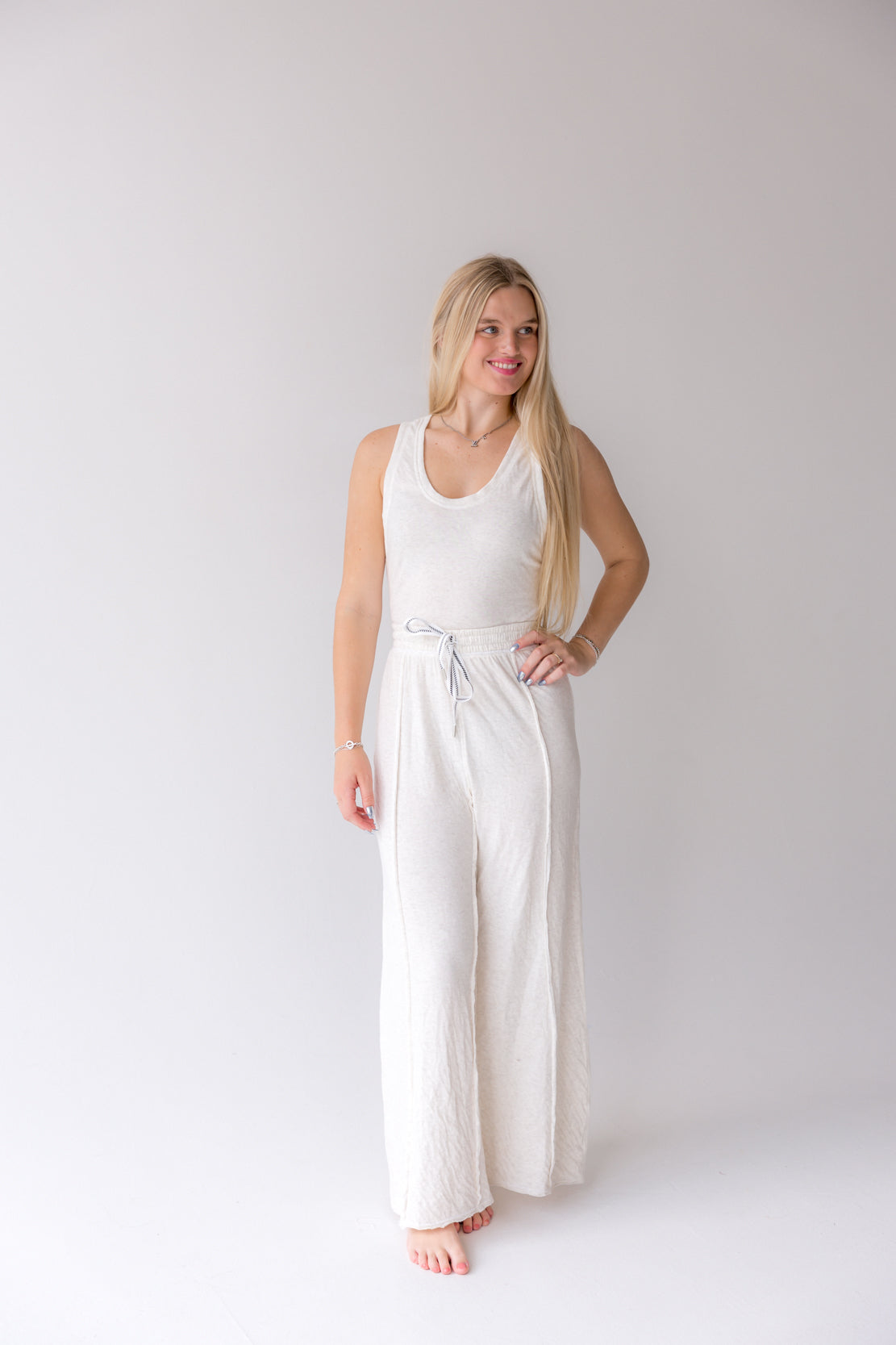 Wait A Minute Jumpsuit | Oatmeal Combo