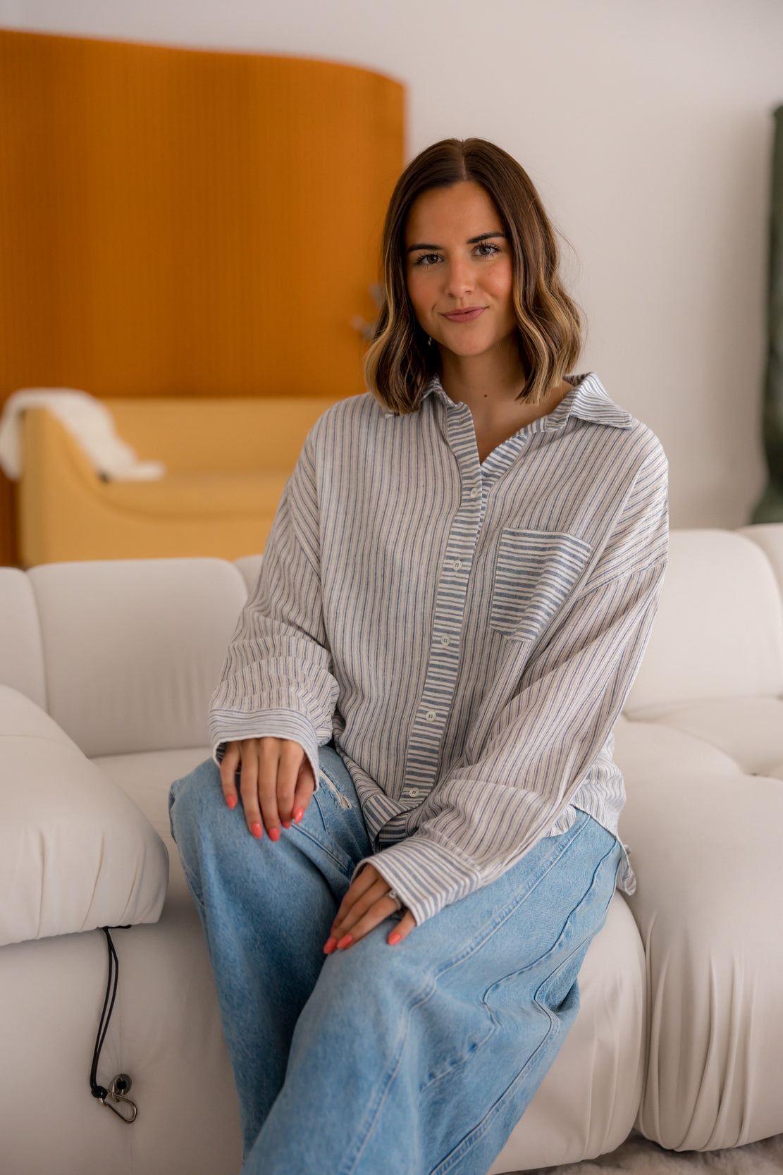 Lisa Striped Button Down | Blue