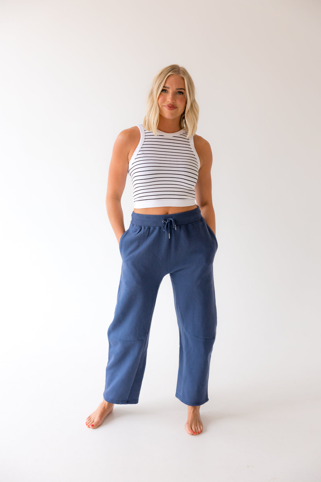 You're Up Cami | Black/White Striped