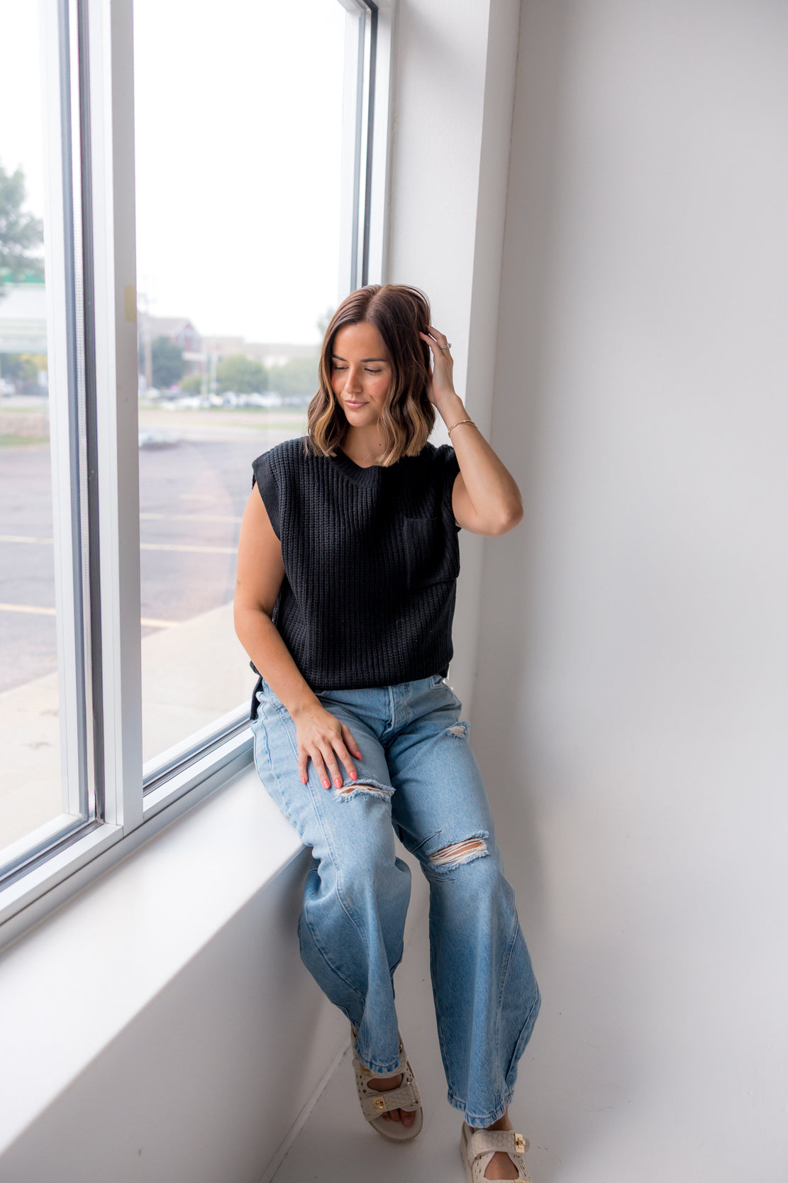 Haven Sweater Top | Black