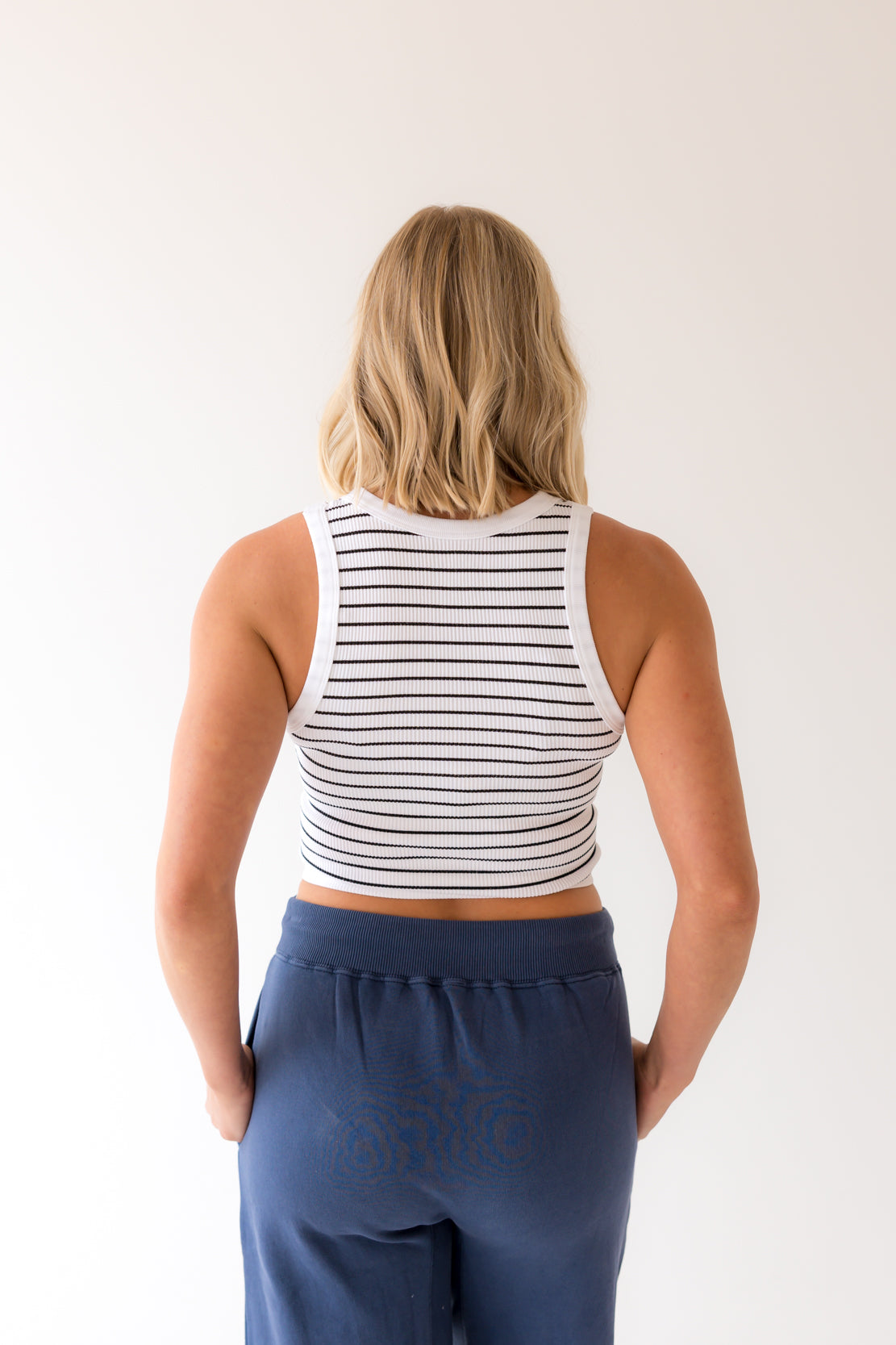 You're Up Cami | Black/White Striped