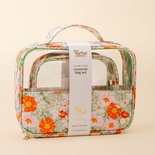 Clearly Chic Cosmetic Bag Set | Bouquet Beauty Sage