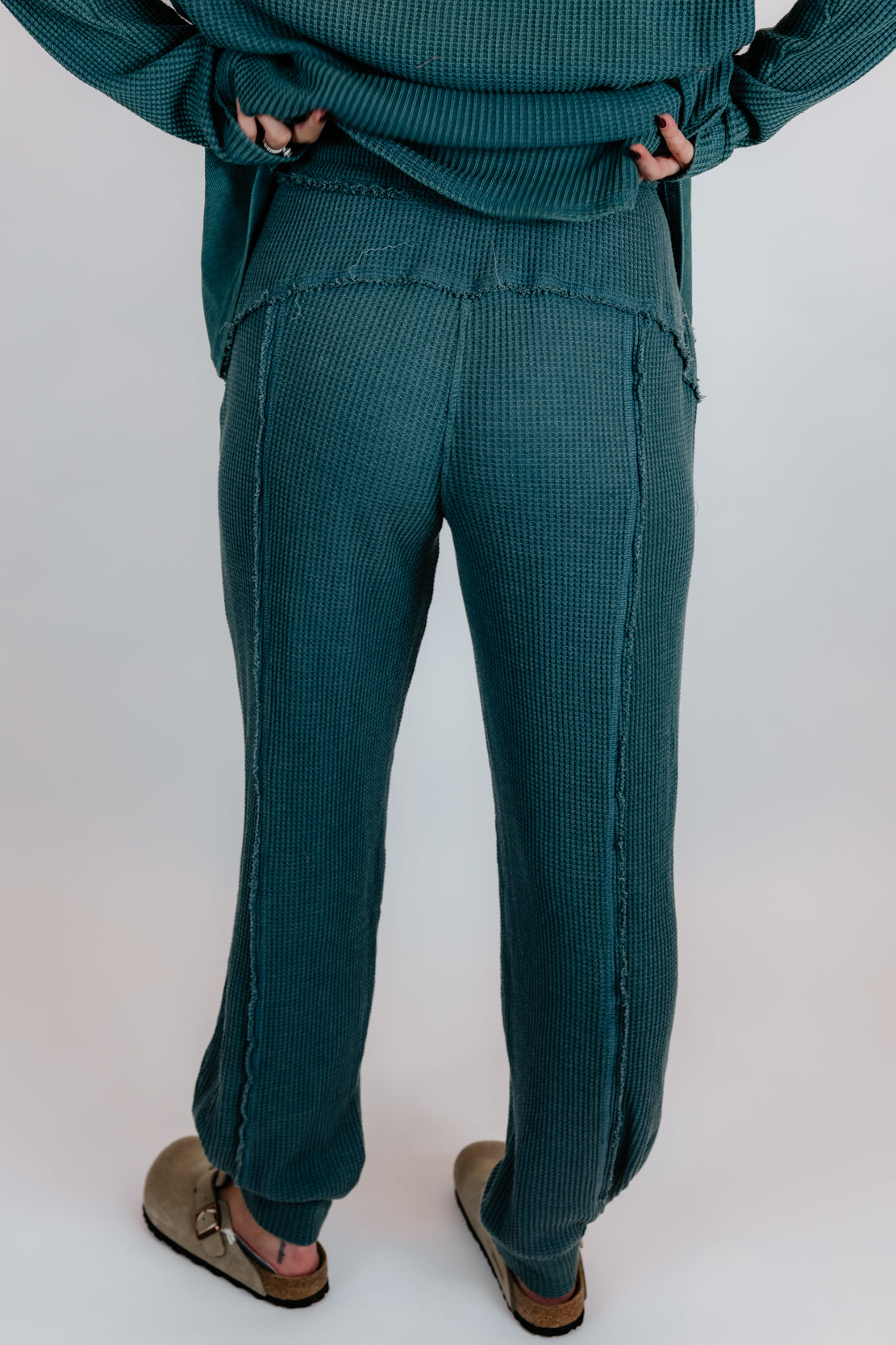 Addi Waffle Long Sleeve & Cocoon Pant Set | Midnight Green