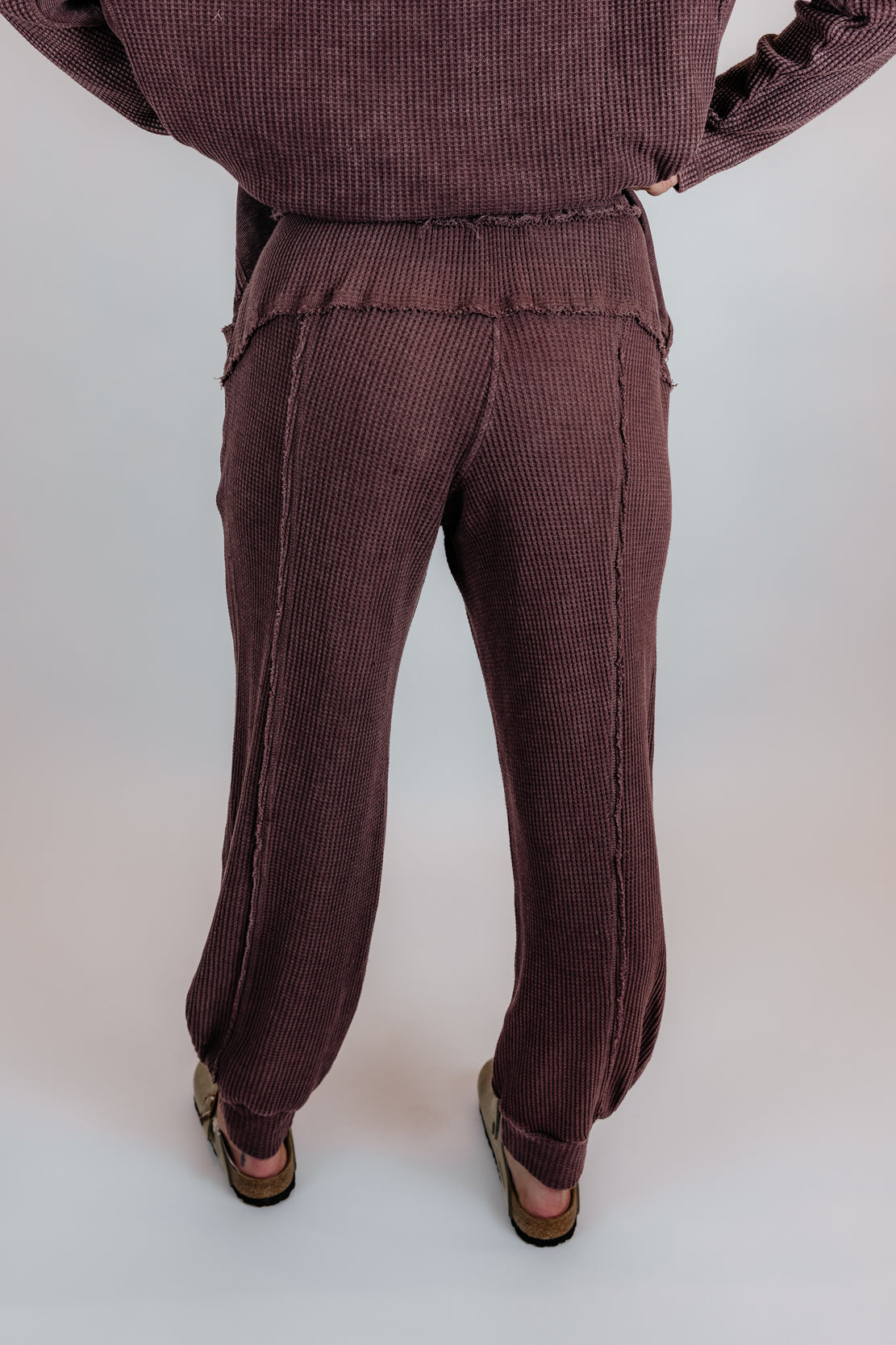 Addi Waffle Long Sleeve & Cocoon Pant Set | Dark Cherry