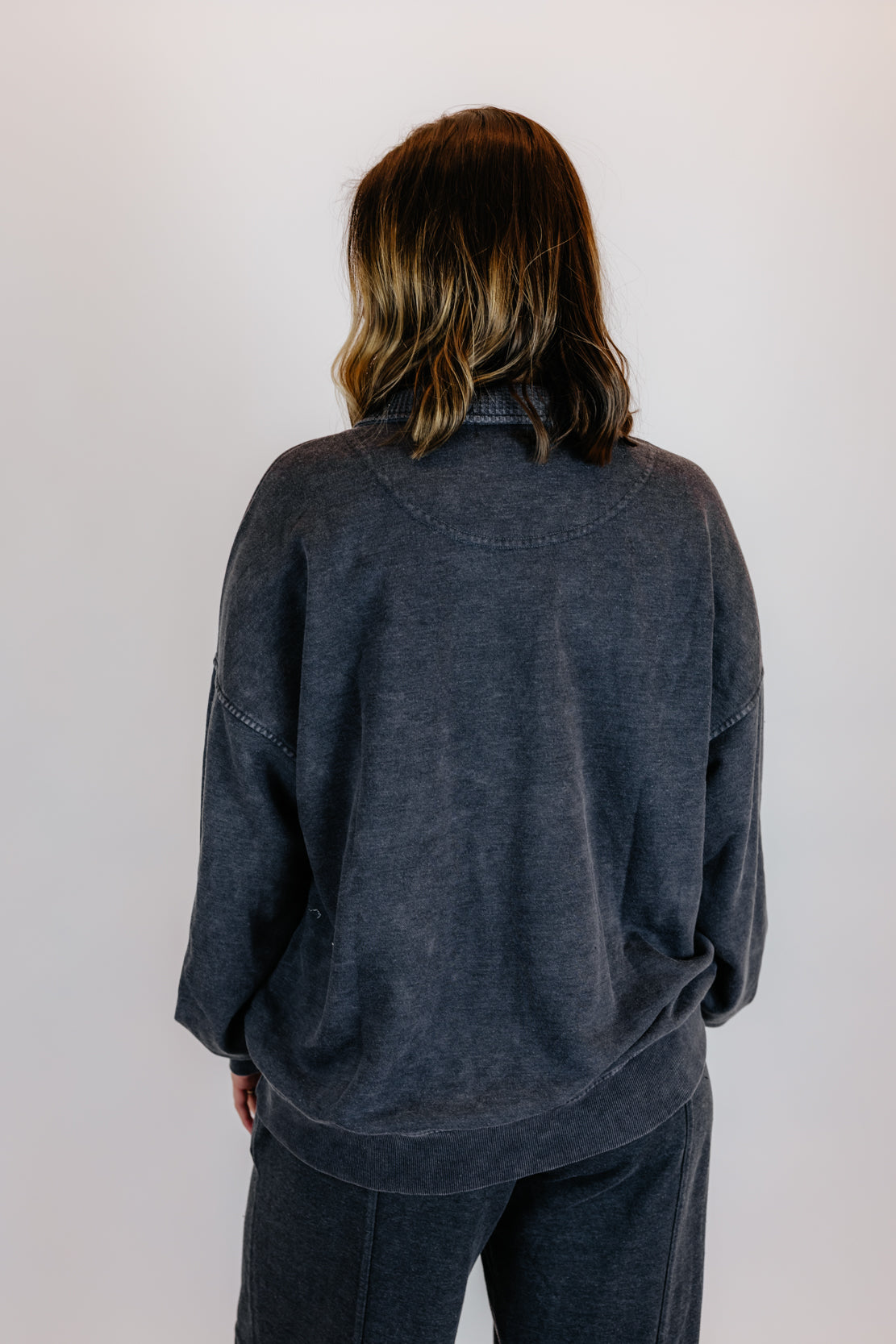 Avia Mineral Washed Pullover & Barrel Pant Set | Black