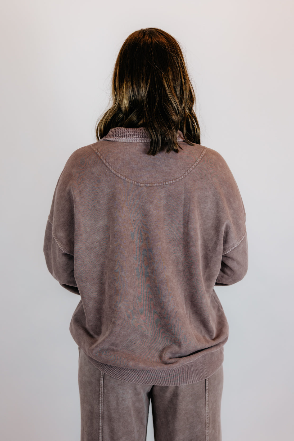 Avia Mineral Washed Pullover & Barrel Pant Set | Mocha