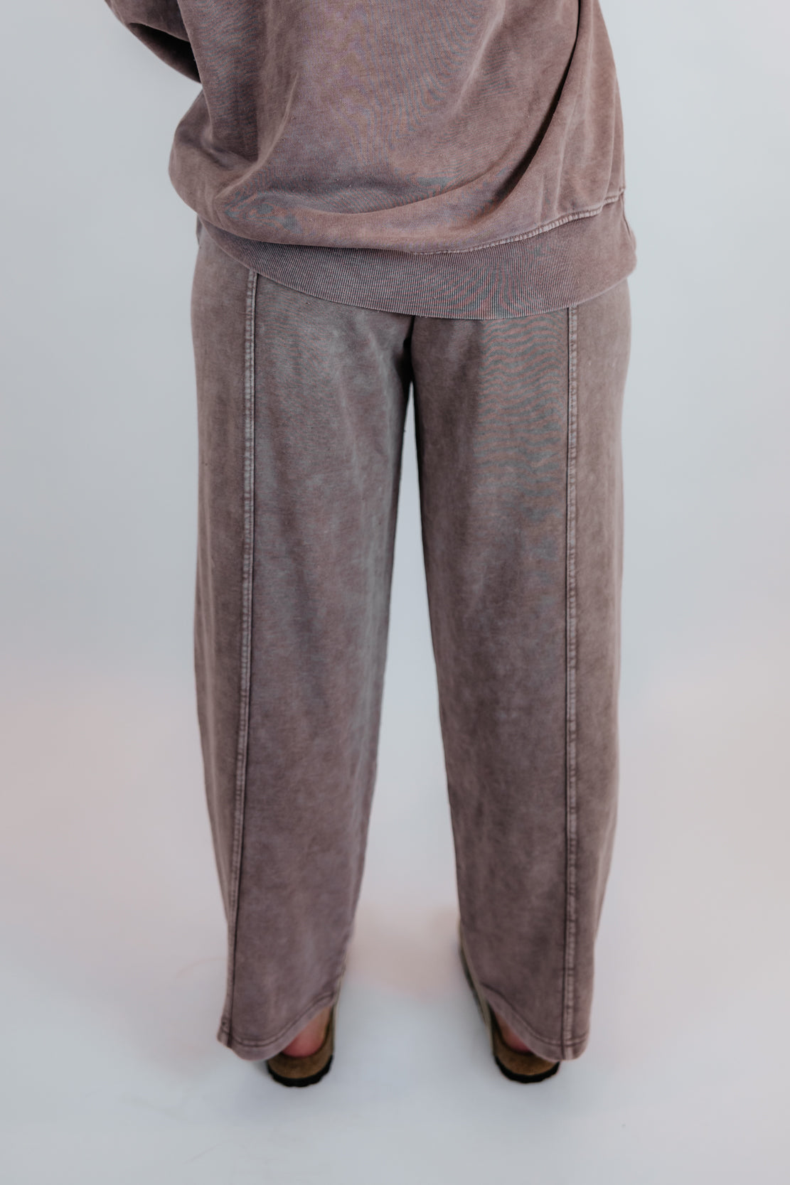 Avia Mineral Washed Pullover & Barrel Pant Set | Mocha