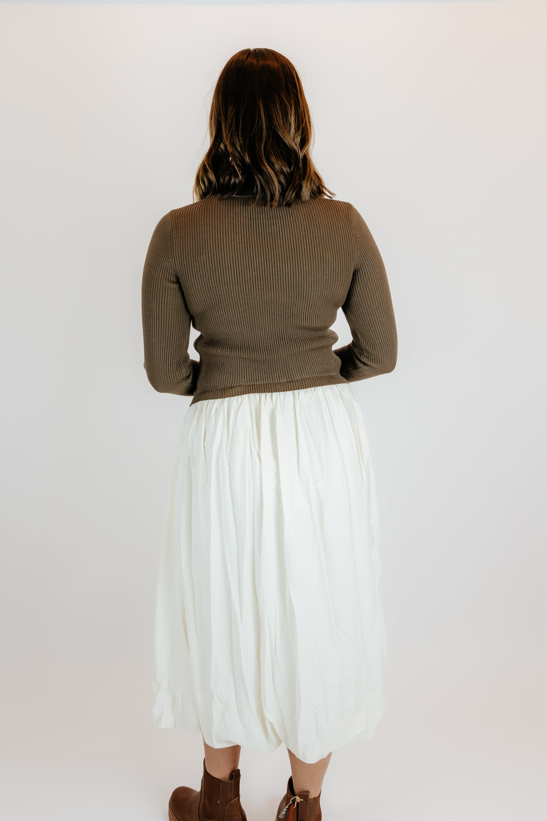 Bailey Ribbed Sweater Midi Dress | Espresso/Cream