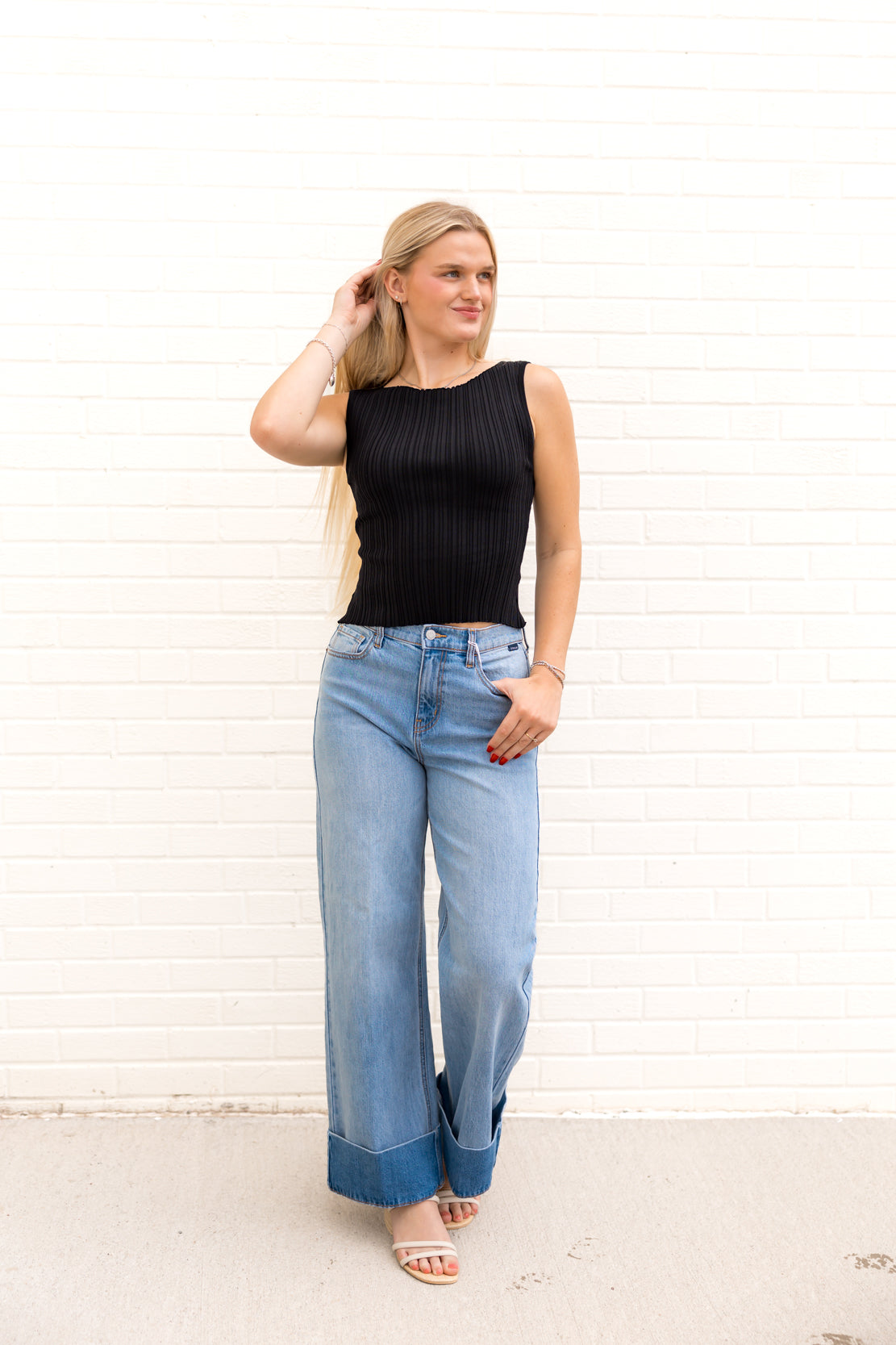 Freya Ribbed Knit Tank | Black
