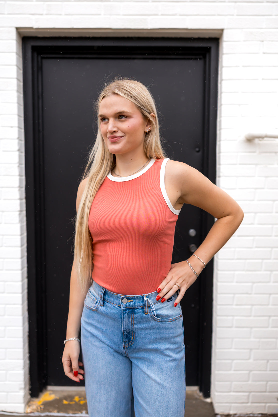 Eda High Neck Tank | Rose/Ivory